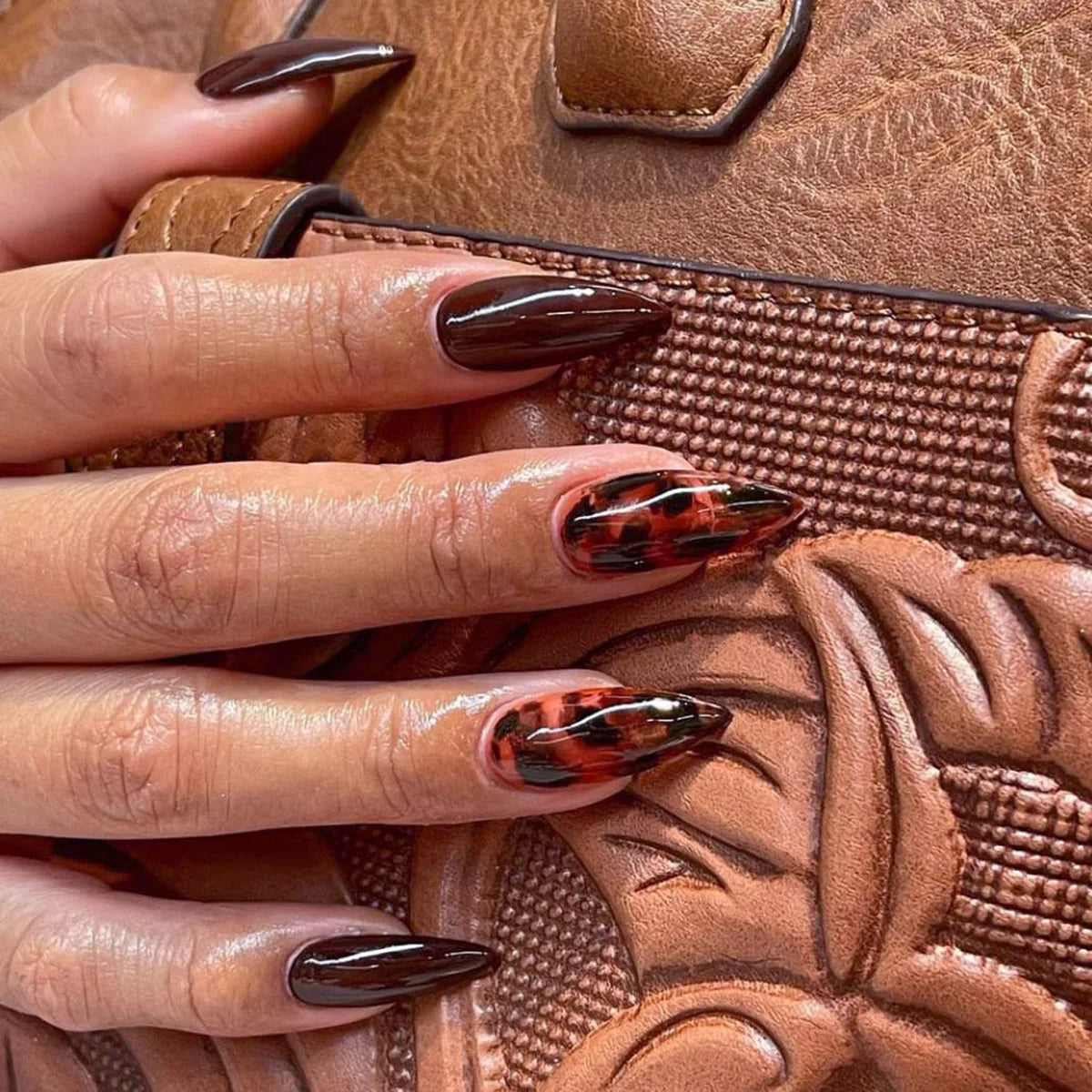 24pc Halloween Press-On Nails Black Y2K Butterfly Diamond Long Almond Tips