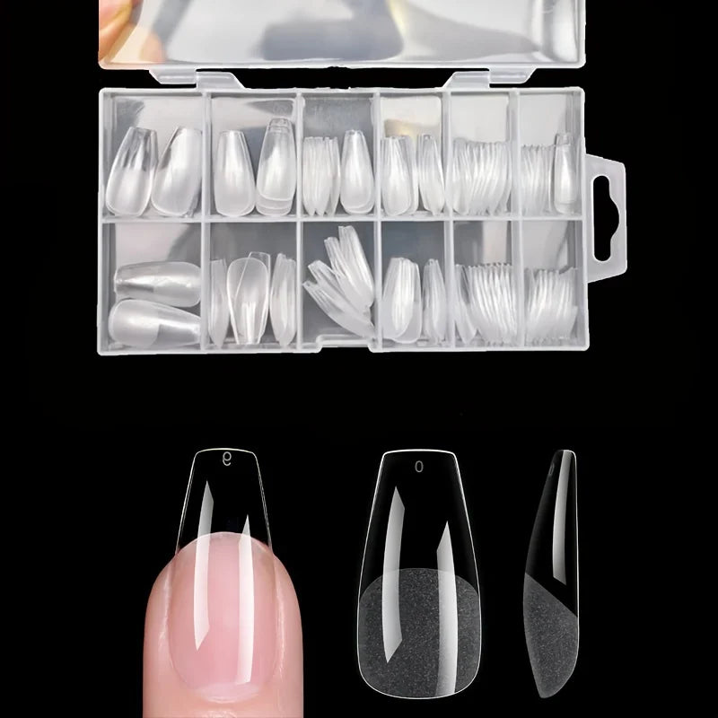 120PCS Full Cover Press-On Nail Tips Stiletto Almond Square Coffin French False