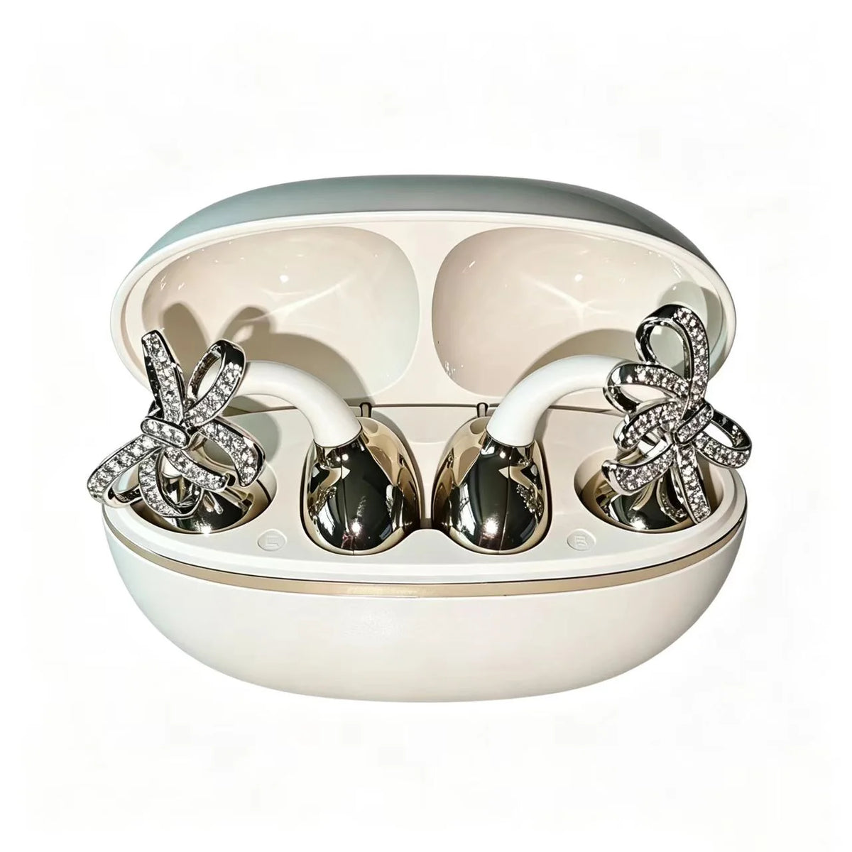Diamond Bow Open Ear Bluetooth 5.4 Wireless Earbuds, HD Mic