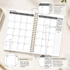 2026 2028 A5 Monthly Planner, Gold Spiral Cat Cover Organizer