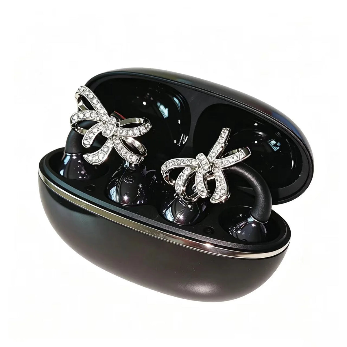 Diamond Bow Open Ear Bluetooth 5.4 Wireless Earbuds, HD Mic