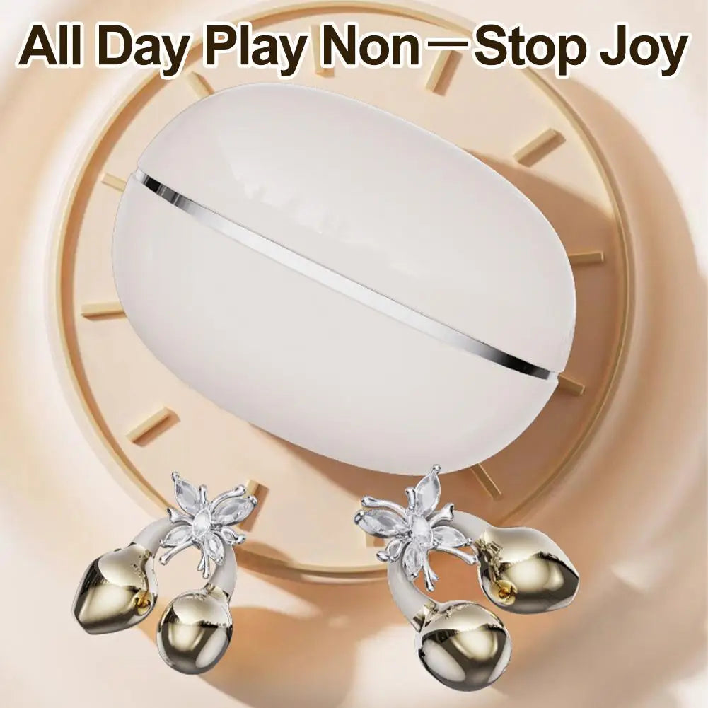 Wireless Open Ear Clip On Earbuds, Bluetooth Crystal Bowknot