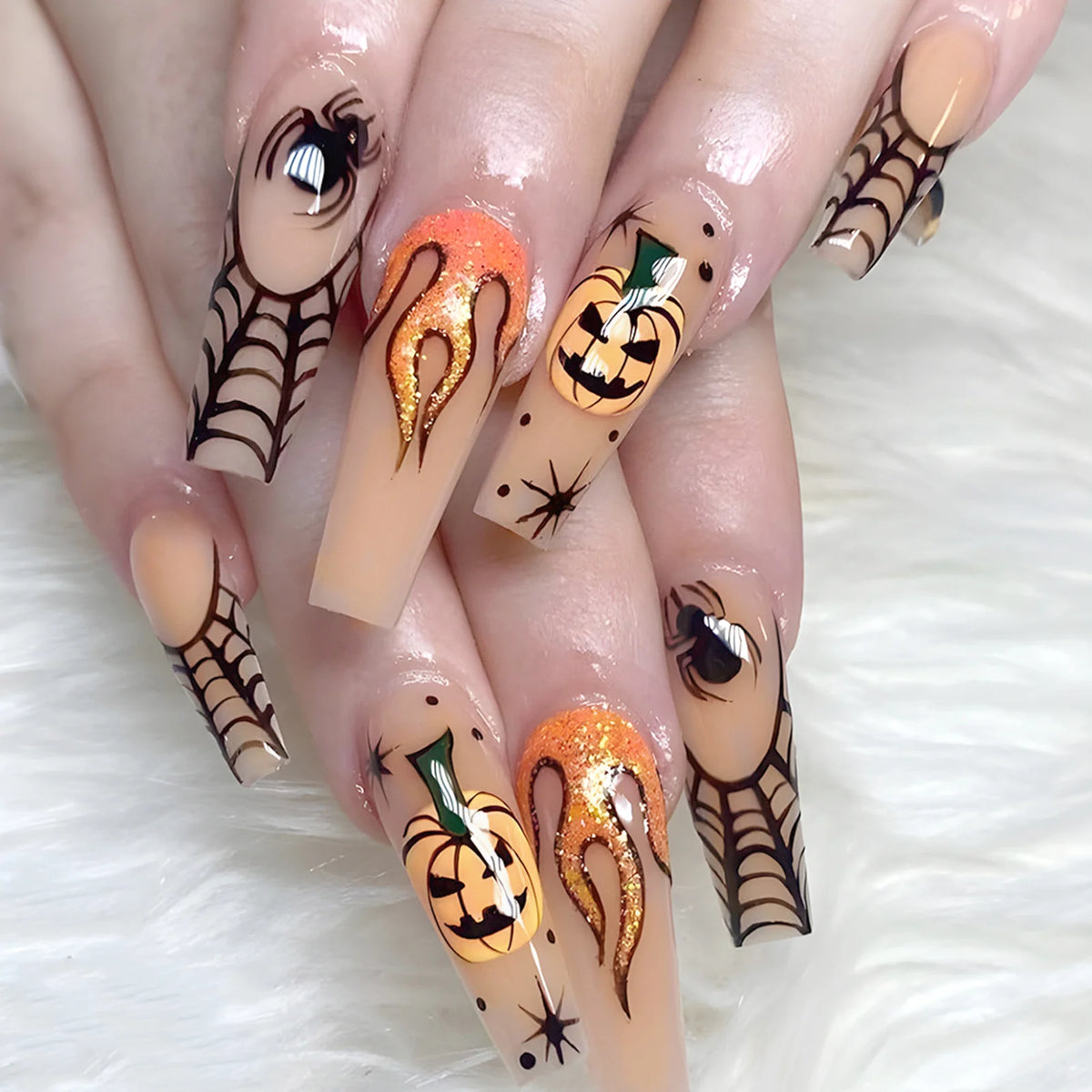 24pc Halloween Press On Nails, Black Ballet Ant Gothic Tips