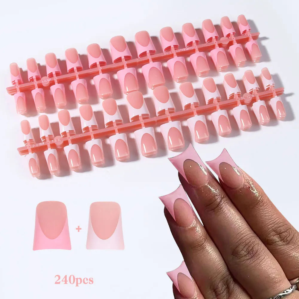 144pc White French Press On Nails, Duck Shape Acrylic Tips