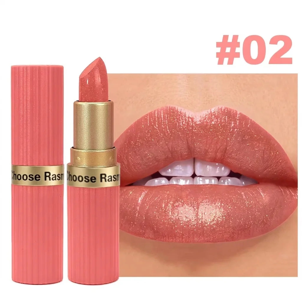 Pearlescent Pink Glitter Velvet Lipstick Metallic Waterproof Long Lasting Matte