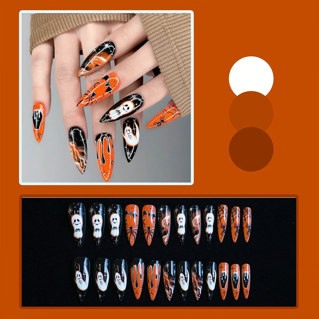 24pc Halloween Press On Nails, Black Ballet Ant Gothic Tips
