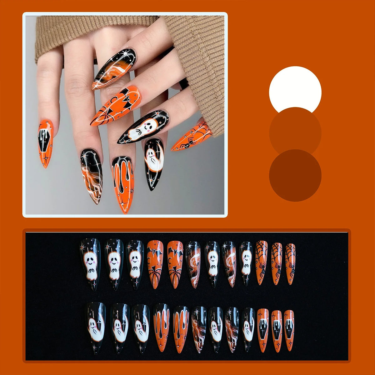 24pc Halloween Press On Nails, Black Ballet Ant Gothic Tips