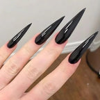 24pc Halloween Press-On Nails Black Y2K Butterfly Diamond Long Almond Tips