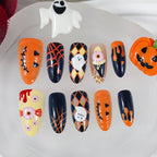 24pc Halloween Press On Nails, Silver Spider Gothic Almond Tips