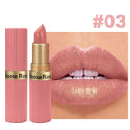 Pearlescent Pink Glitter Velvet Lipstick Metallic Waterproof Long Lasting Matte