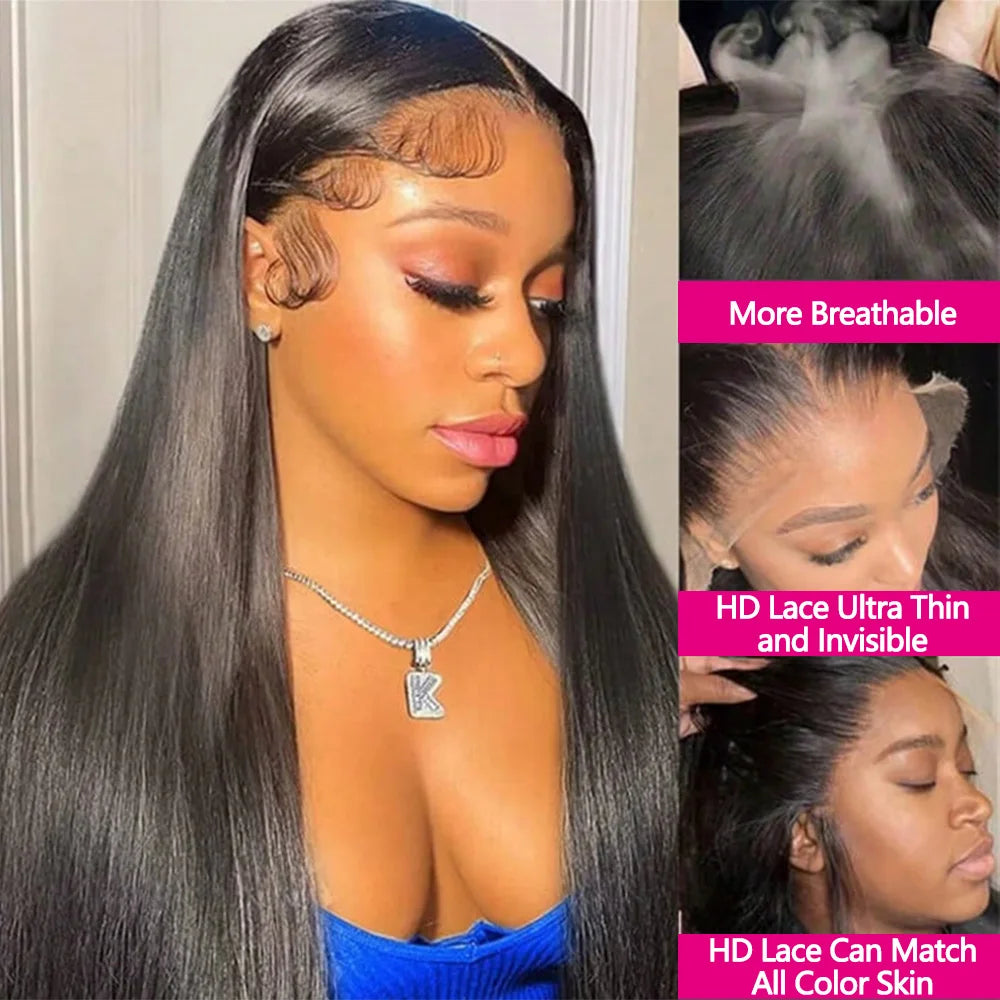 30" Glueless HD Lace Front Human Hair Wig 180% Density