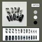 24pc Halloween Press On Nails, Black Ballet Ant Gothic Tips