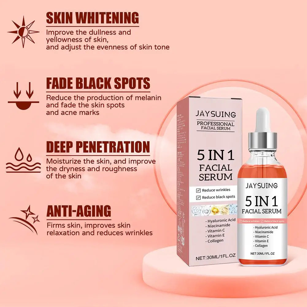 5-in-1 Fade Fine Lines Firming Face Serum Moisturizing Brightening Vitamin C