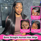 40" HD Lace Front Brazilian Human Hair Wig 250% Density