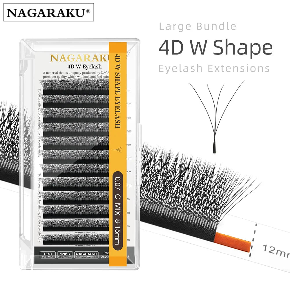 NAGARAKU Automatic Flowering W Shape Bloom 3D 4D 5D 6D Premade Fans Eyelash