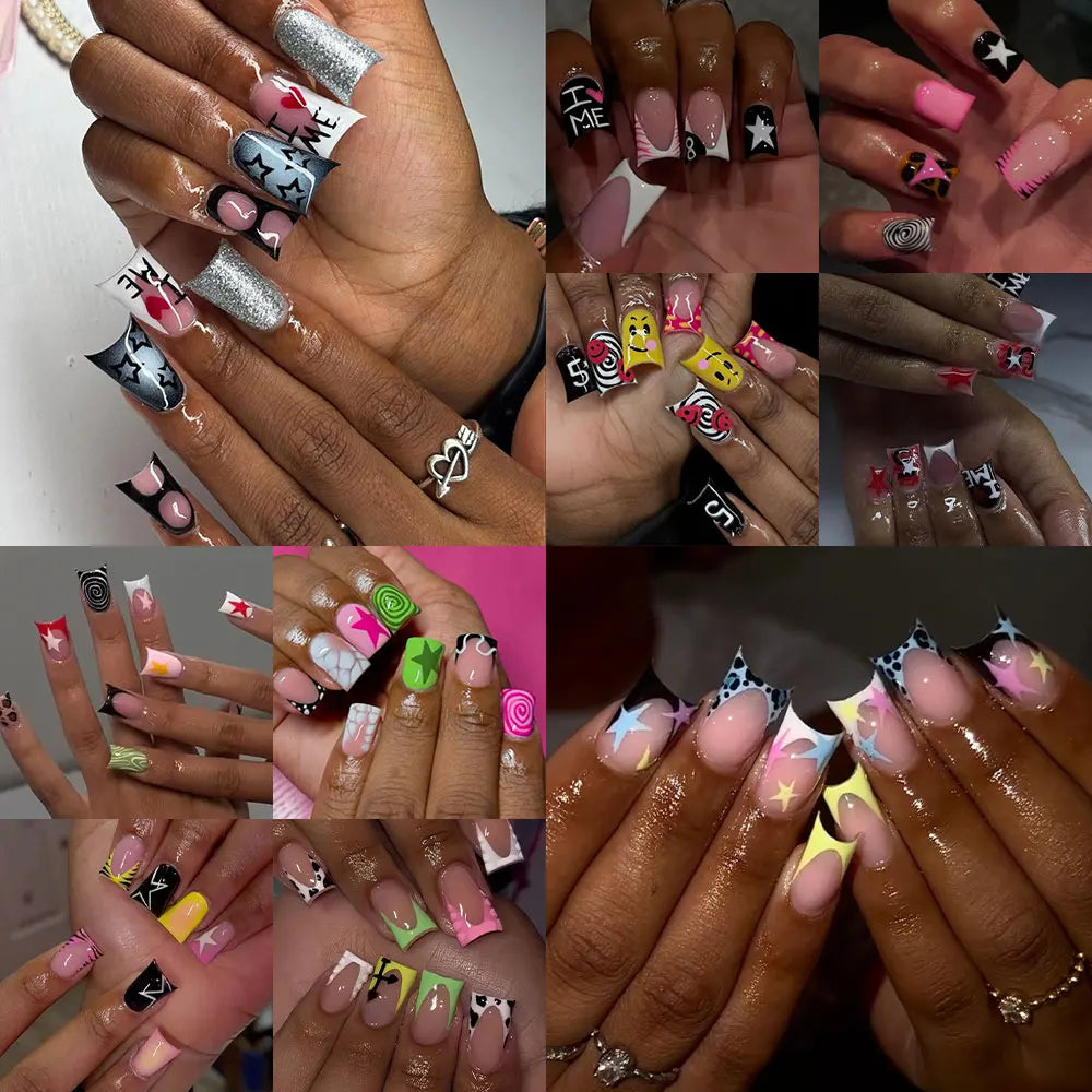 144pc White French Press On Nails, Duck Shape Acrylic Tips