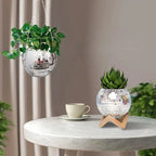 Disco Mirror Ball Hanging Planter Basket Succulent Pot Wall Decor Vase Home