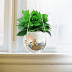 Disco Mirror Ball Hanging Planter Basket Succulent Pot Wall Decor Vase Home
