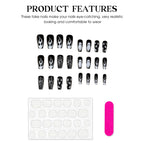 24pc Halloween Press On Nails, Black Coffin Ghost Skull Web
