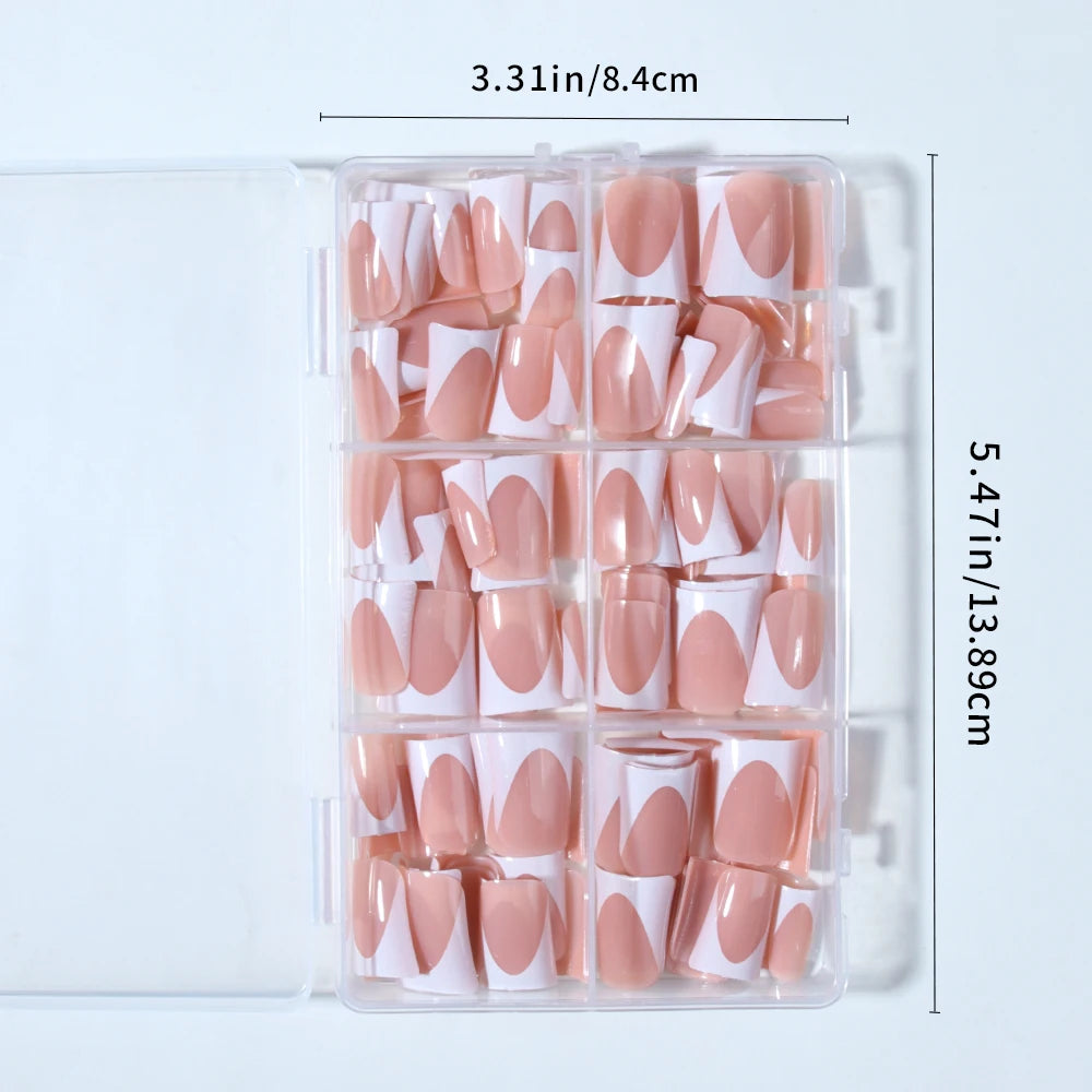 144pc White French Press On Nails, Duck Shape Acrylic Tips