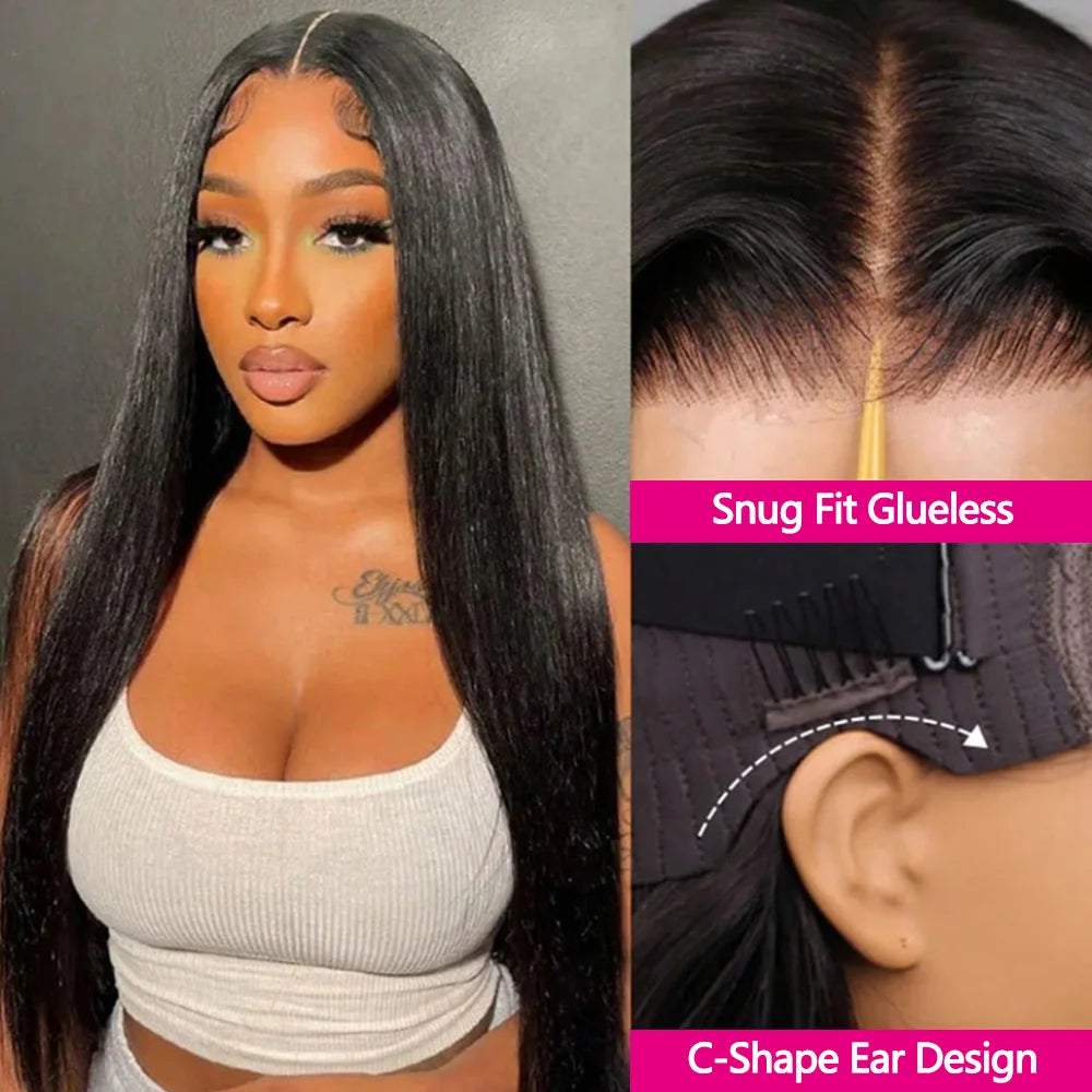30" Glueless HD Lace Front Human Hair Wig 180% Density