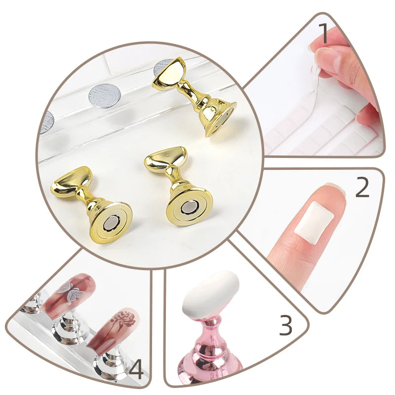 Nail Holder False Nails Tip Practice Stand Crystal Base Magnetic Holder Nail