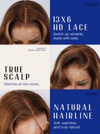 P4/27 Highlight Body Wave 40 Inch Long & 200% Density Human Hair Wigs HD