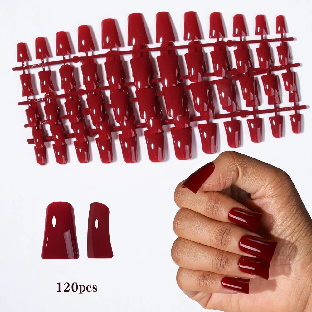 144pc White French Press On Nails, Duck Shape Acrylic Tips