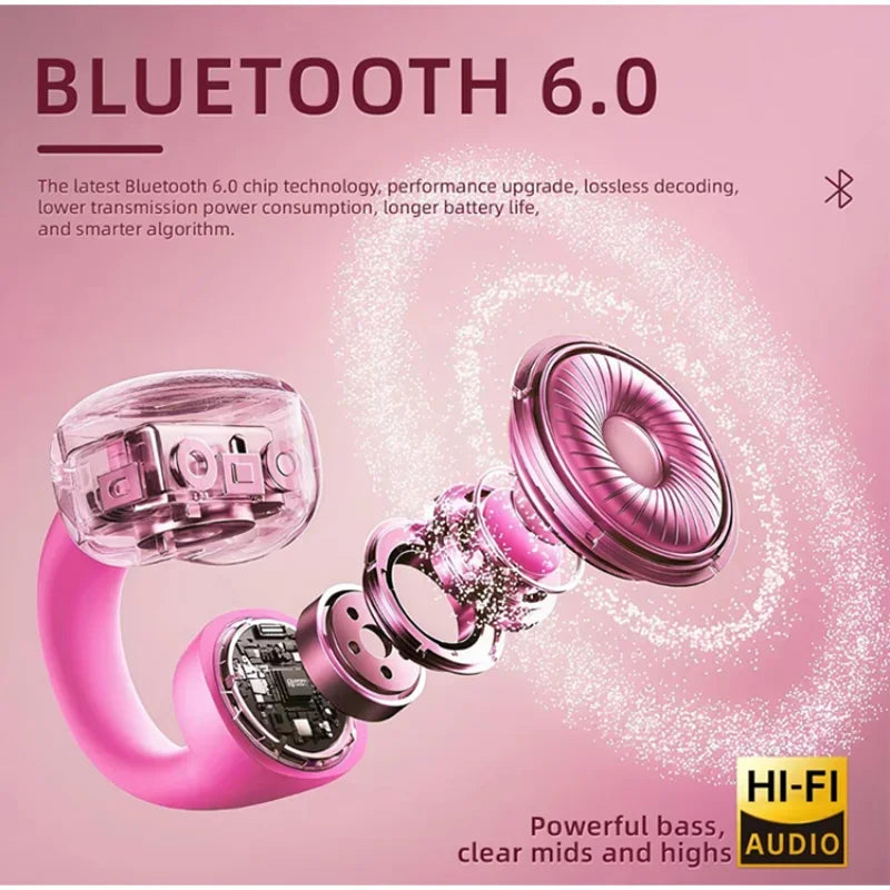 2026 Wireless Bluetooth Clip On Earbuds Noise Reduction Compact Fashion