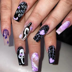 24pc Halloween Skull Press On Nails, Glitter Pink Ballet Tips