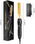 Electric hot comb and straightening brush in gold