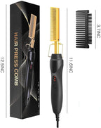 Electric hot comb and straightening brush in gold