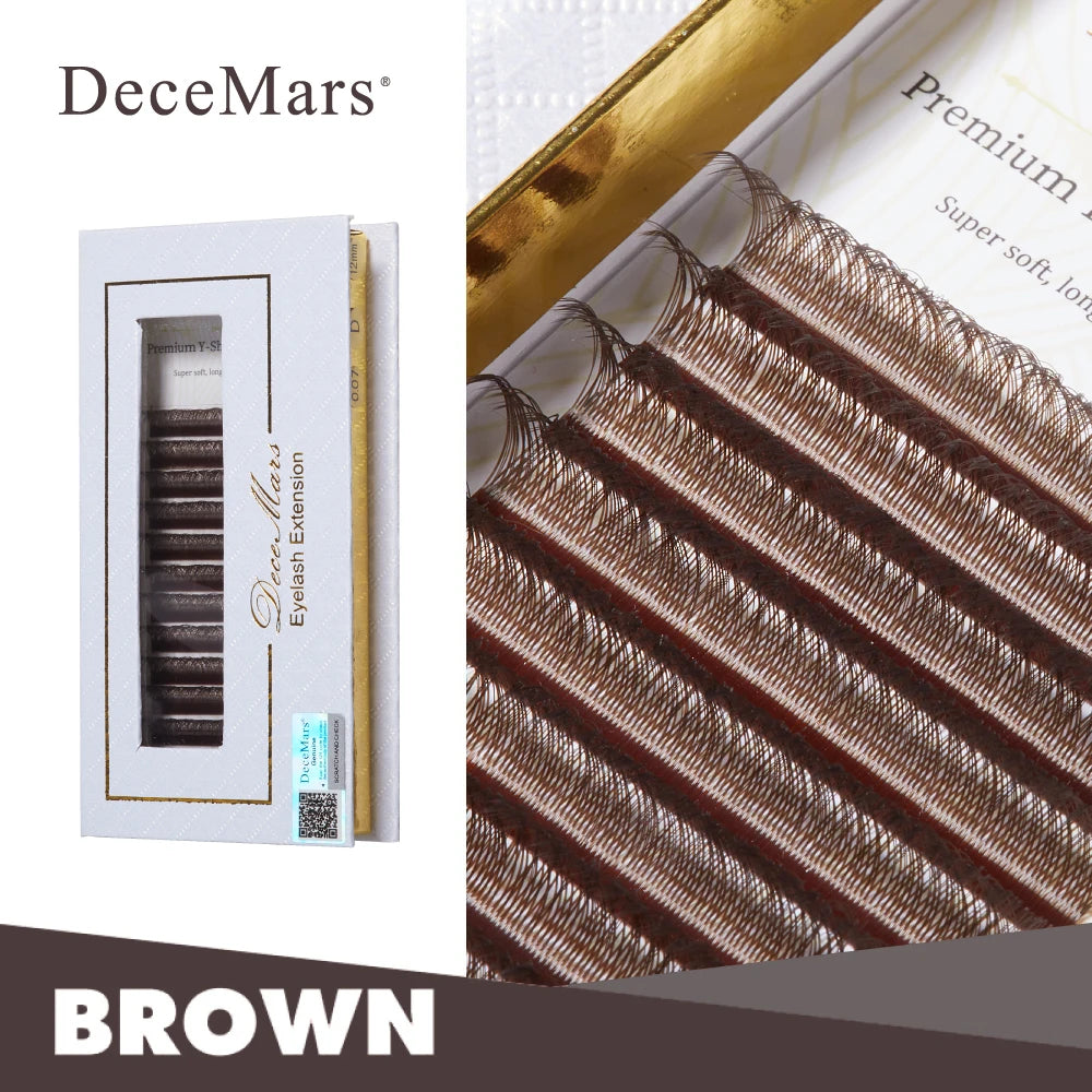 DeceMars YY Shape Black Brown Eyelashes Extensions Two Tip Lashes C/D Curl High