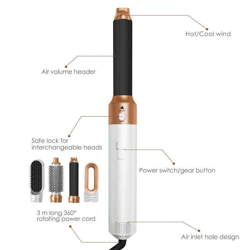 5-in-1 Hot Air Styling Brush Set – Dryer, Curler & Straightener