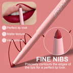 Lip Liner Pen Set Long Lasting, Waterproof Sweatproof, Easy Coloring Non