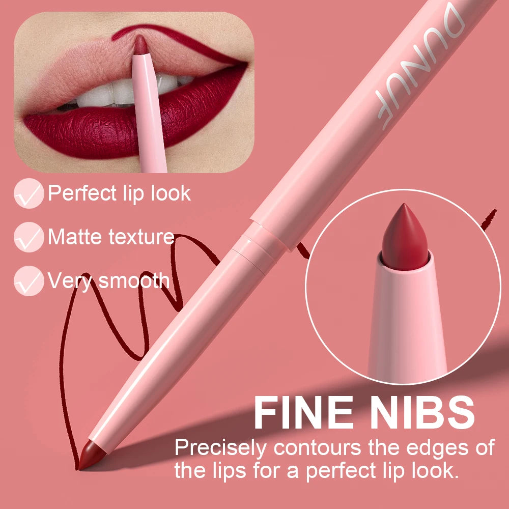 Lip Liner Pen Set Long Lasting, Waterproof Sweatproof, Easy Coloring Non