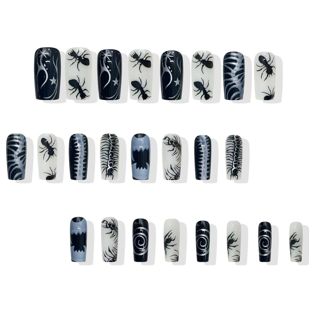 24pc Halloween Press On Nails, Black Ballet Ant Gothic Tips