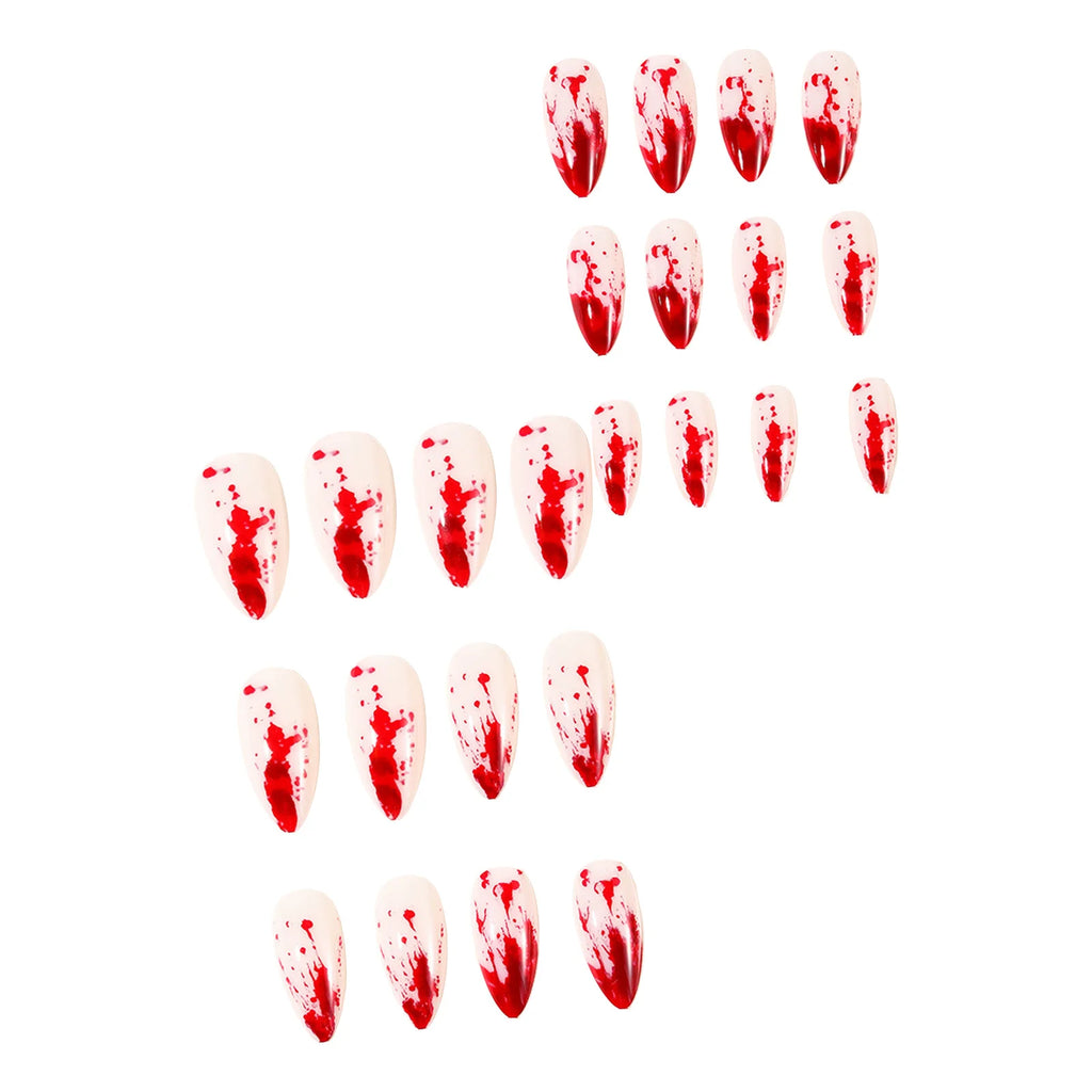 24pc Halloween Press On Nails, Red Blood Almond Full Cover