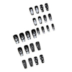 24pc Halloween Press On Nails, Black Coffin Ghost Skull Web
