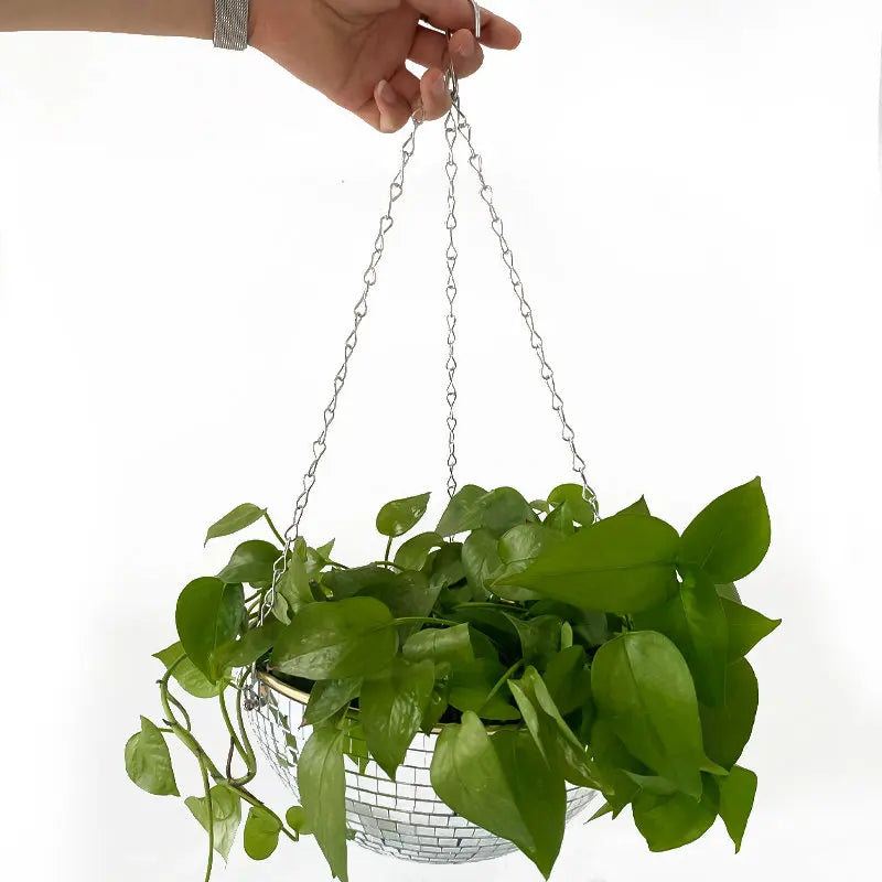 Disco Mirror Ball Hanging Planter Basket Succulent Pot Wall Decor Vase Home