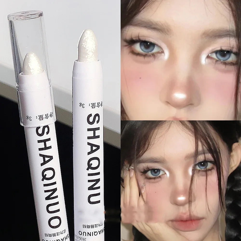 Matte and shimmer eyeshadow stick eyeliner and highlighter