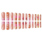 24PCS Gold Butterfly Press-On Nails | 3D Carved Nail Art