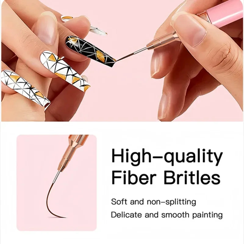 5-Piece Nail Art Liner Brushes Set Elongated Lines Striping Drawing UV Gel