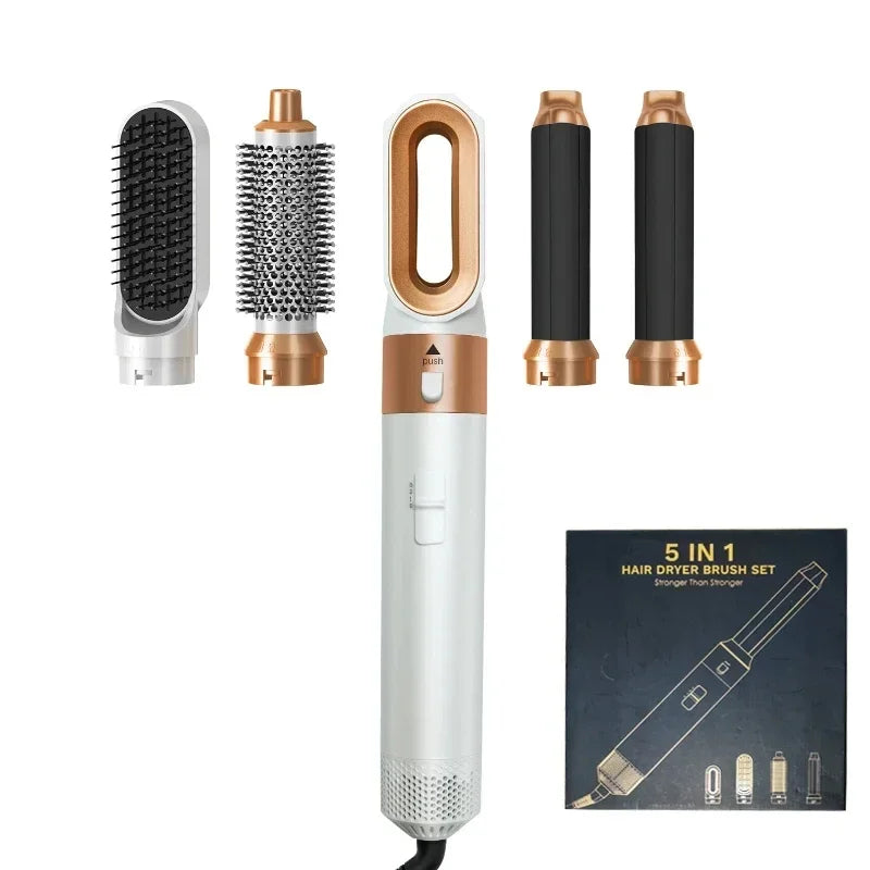 5-in-1 hot air styling brush in Gold