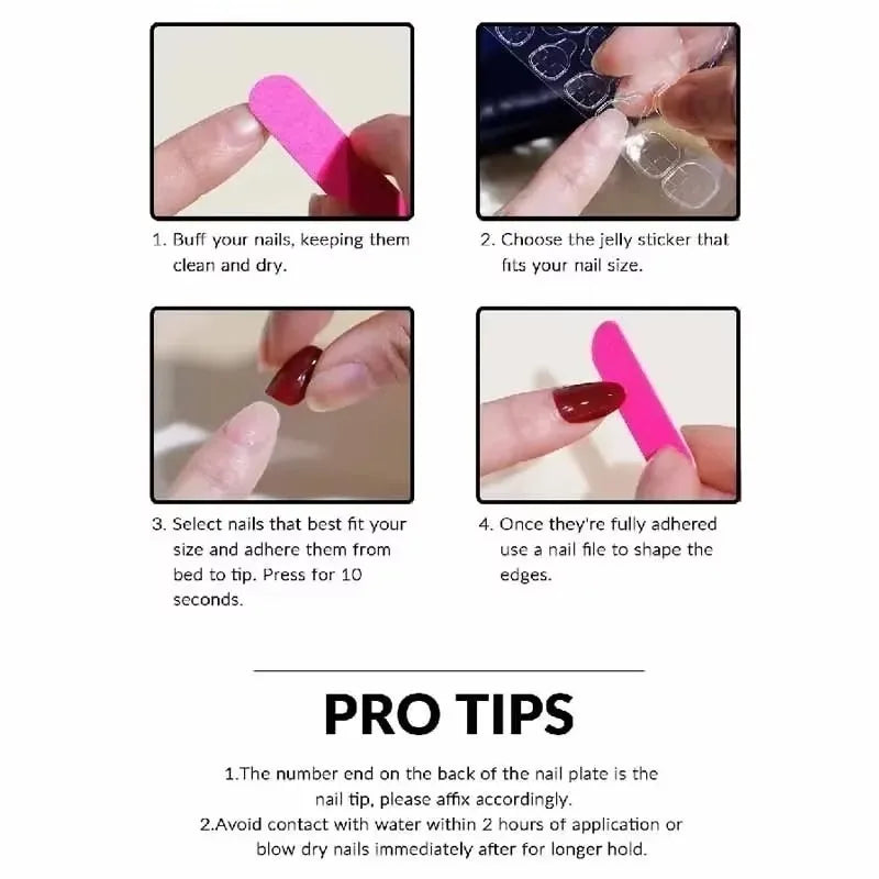 24 PCs Pink Long French Gradient Minimalist Nails with 1 Jelly Gel