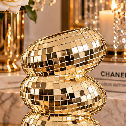 Gold disco ball vase