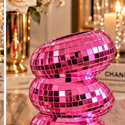 Hot Pink disco ball vase