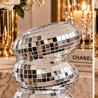 Silver disco ball vase