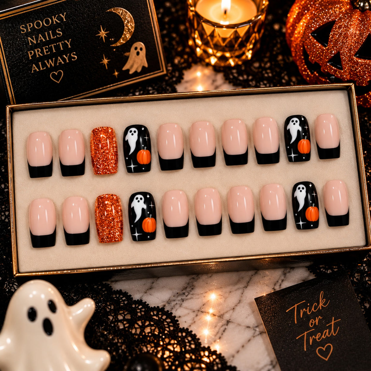 24pc Halloween press-on nails Ghostly Glam variant