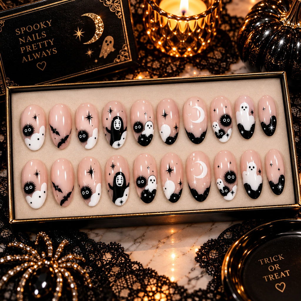 24pc Halloween press-on nails Moonlit Ghost variant